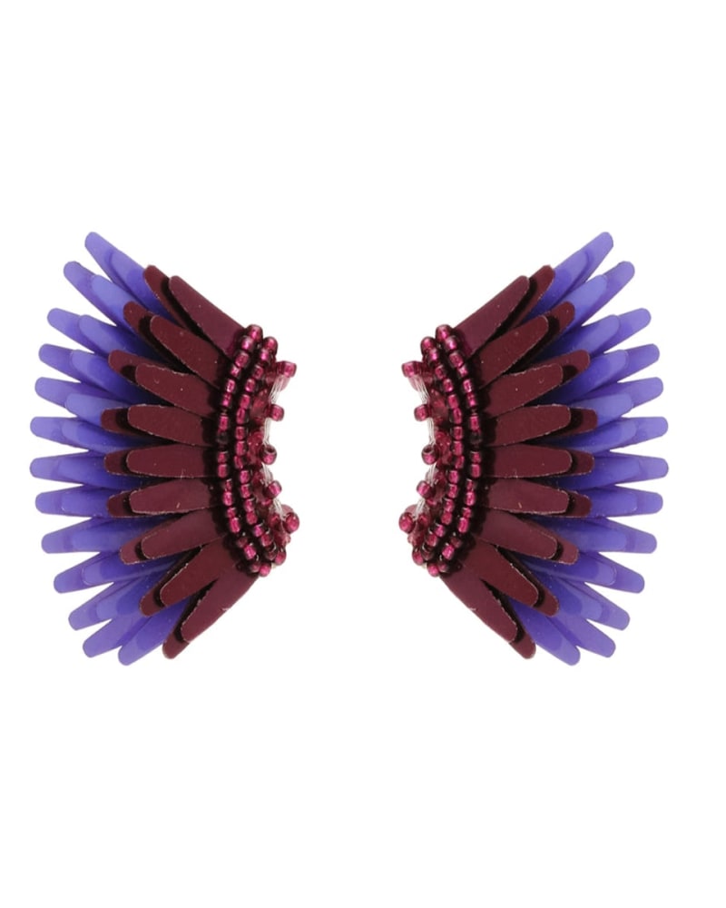 Front of a size one-size-fits-all Micro Madeline Earrings- Purple in PURPLE MULTI by Mignonne Gavigan. | dia_product_style_image_id:320193